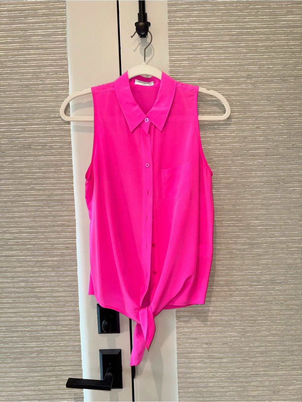 Sleeveless Tie-Front Blouse - Hot Pink
